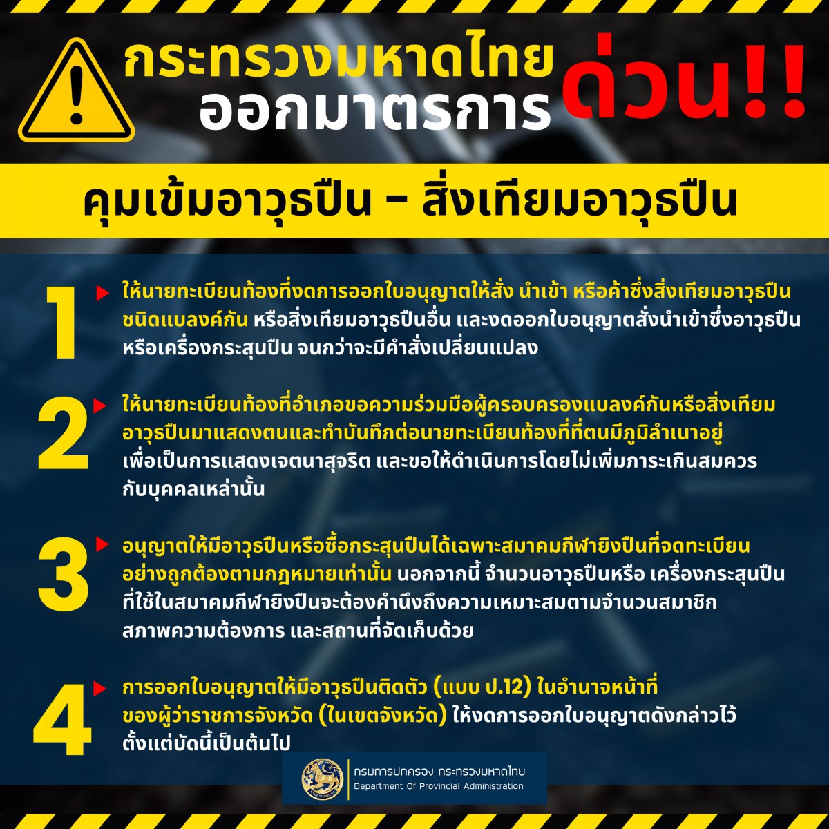 กระทรวงมหาดไทย ออก 4 มาตรการด่วน!!