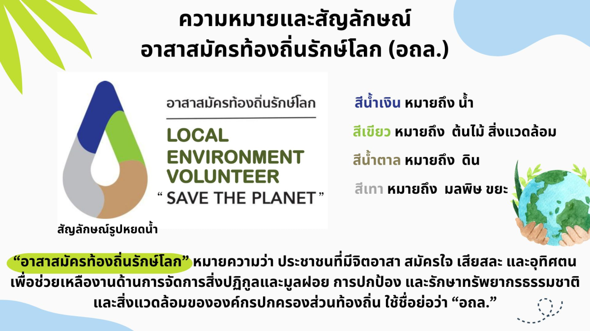ความหมายและสัญลักษณ์ของอาสาสมัครท้องถิ่นรักษ์โลก (อถล.)